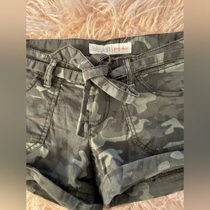 Garage Green Camo Low Rise Shorts